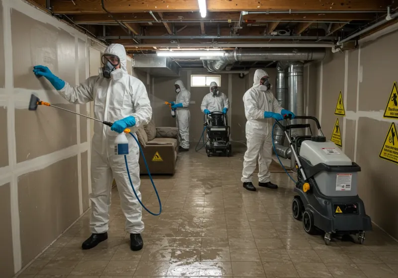 Basement Moisture Removal and Structural Drying process in Central City, PA